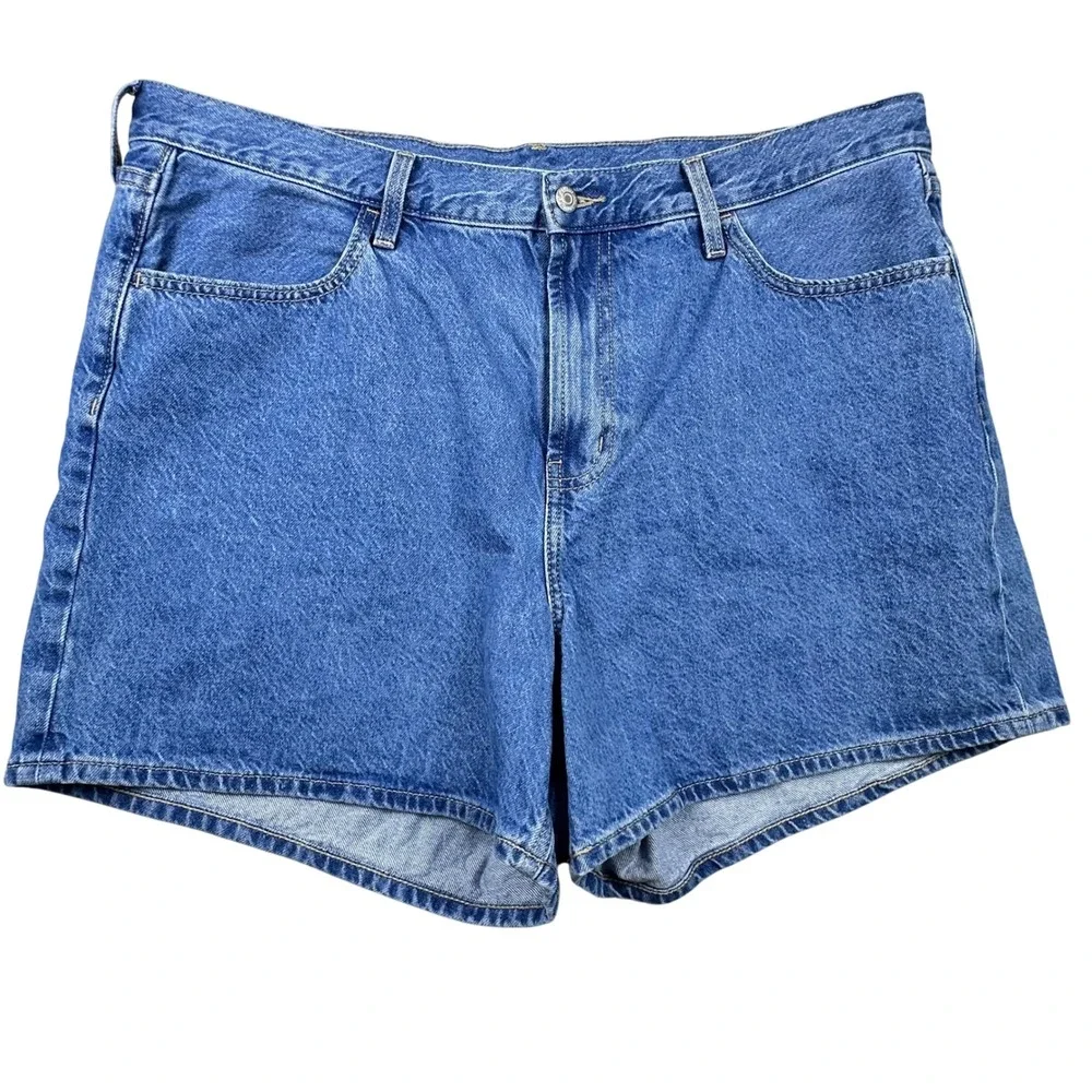 Old Navy Womens Wow Baggy Short High Rise Medium Wash Blue Denim Size 16
